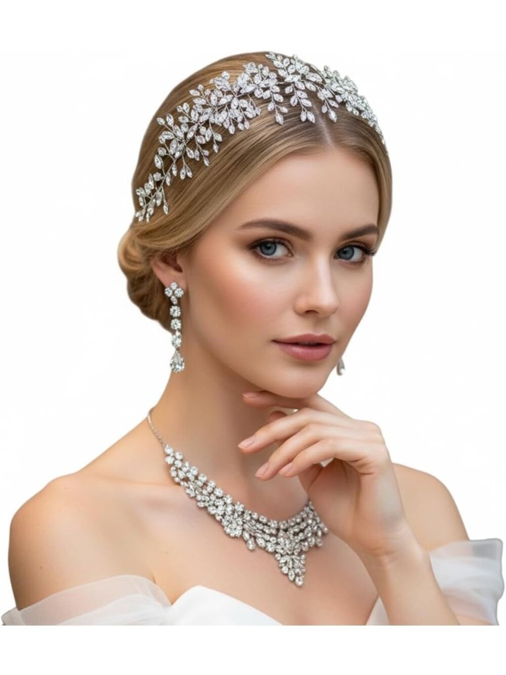 Women's Silver Handmade Rhinestone Crystal Bridesmaid Alloy Wire Headband